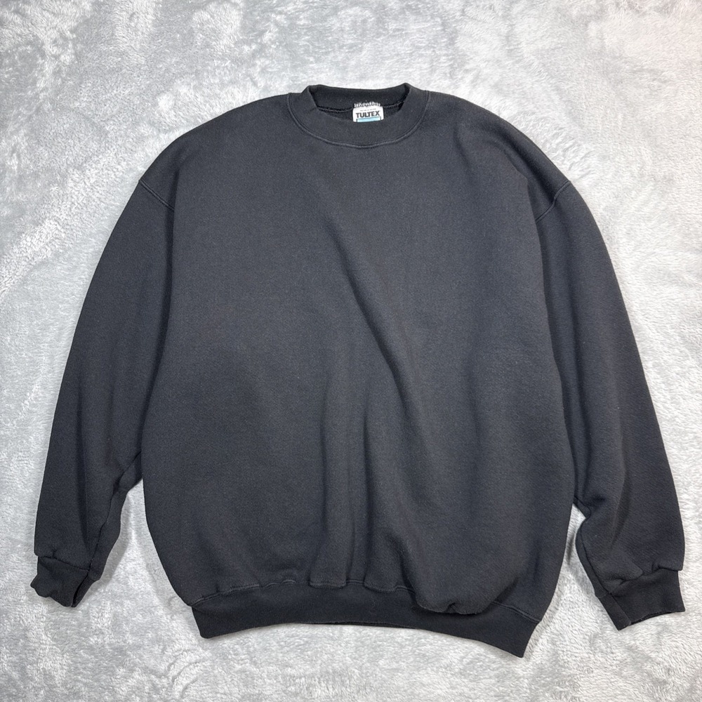 Vintage Tultex Superweight Sweatshirt Mens XL Black Crewneck USA